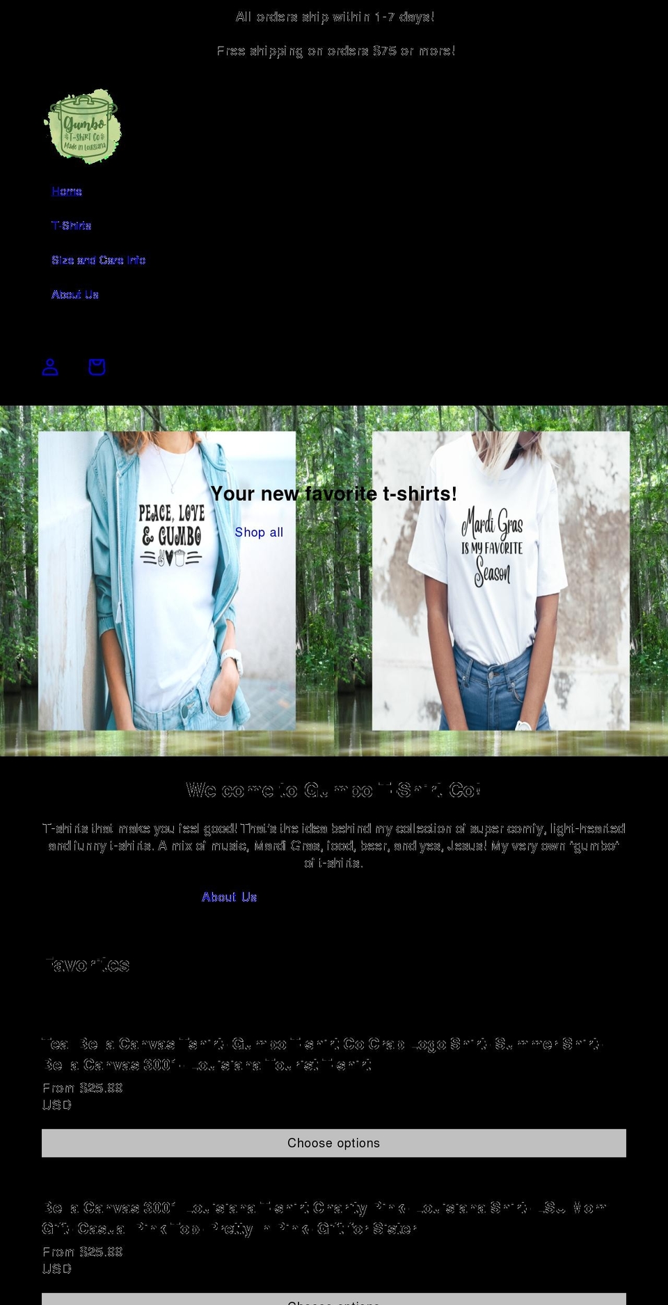 gumbotshirtco.com shopify website screenshot