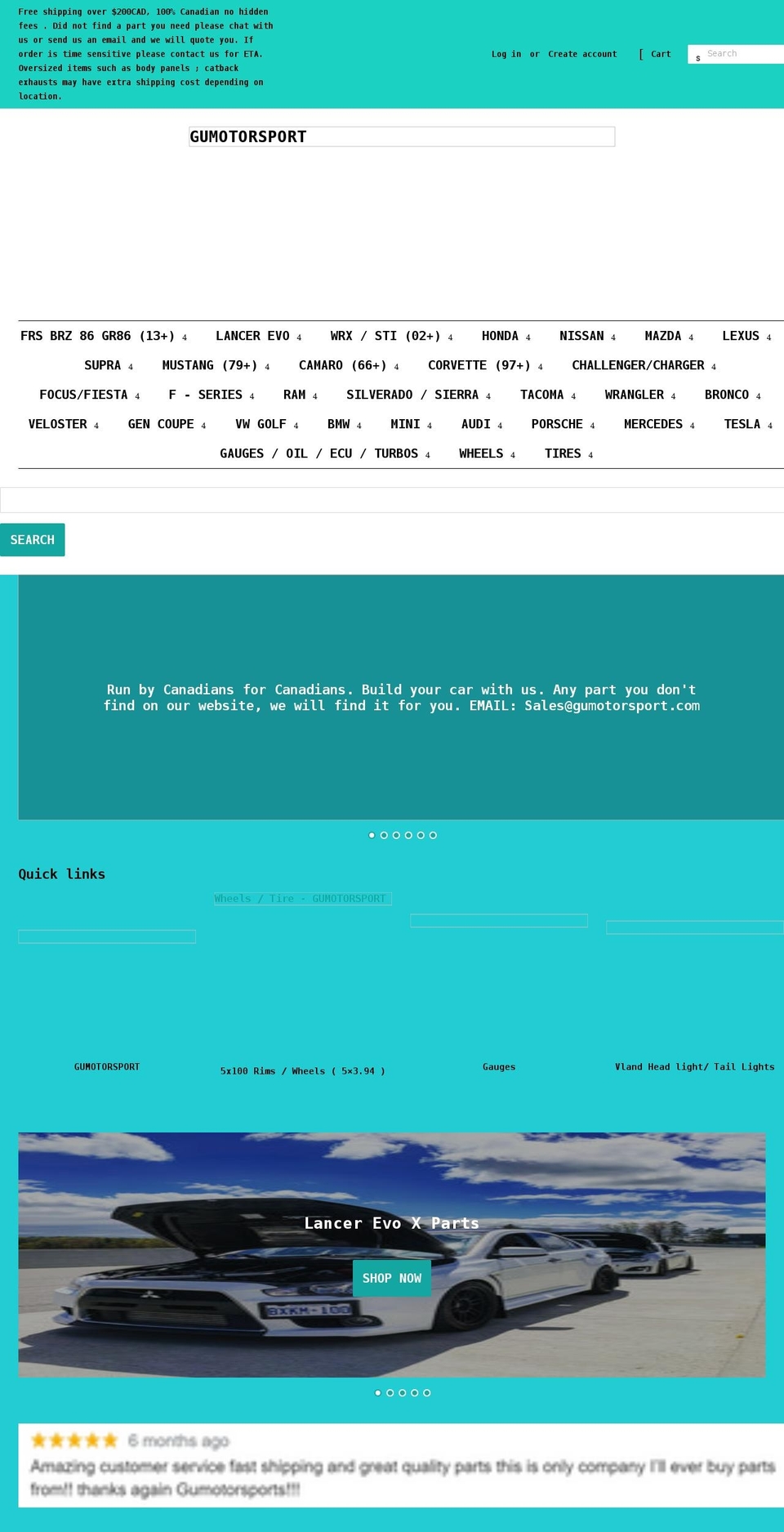 gumotorsport.com shopify website screenshot