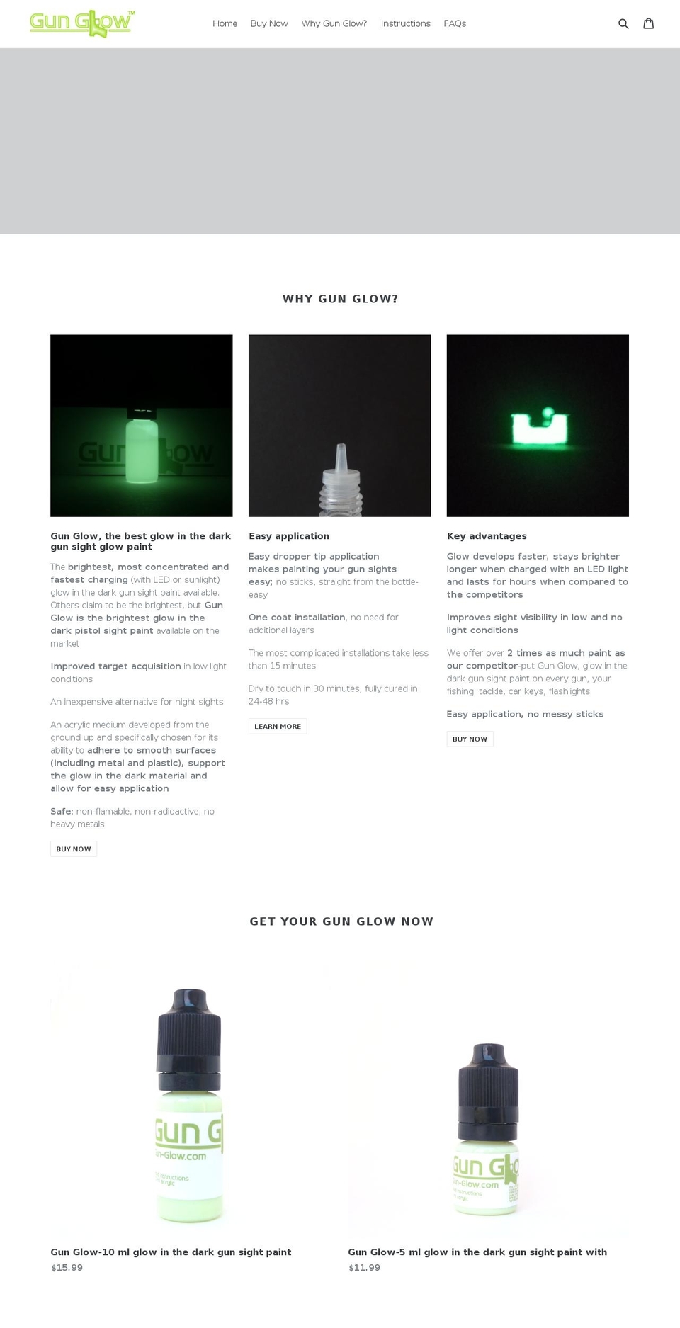 gun-glow.com — Shopify storefront screenshot