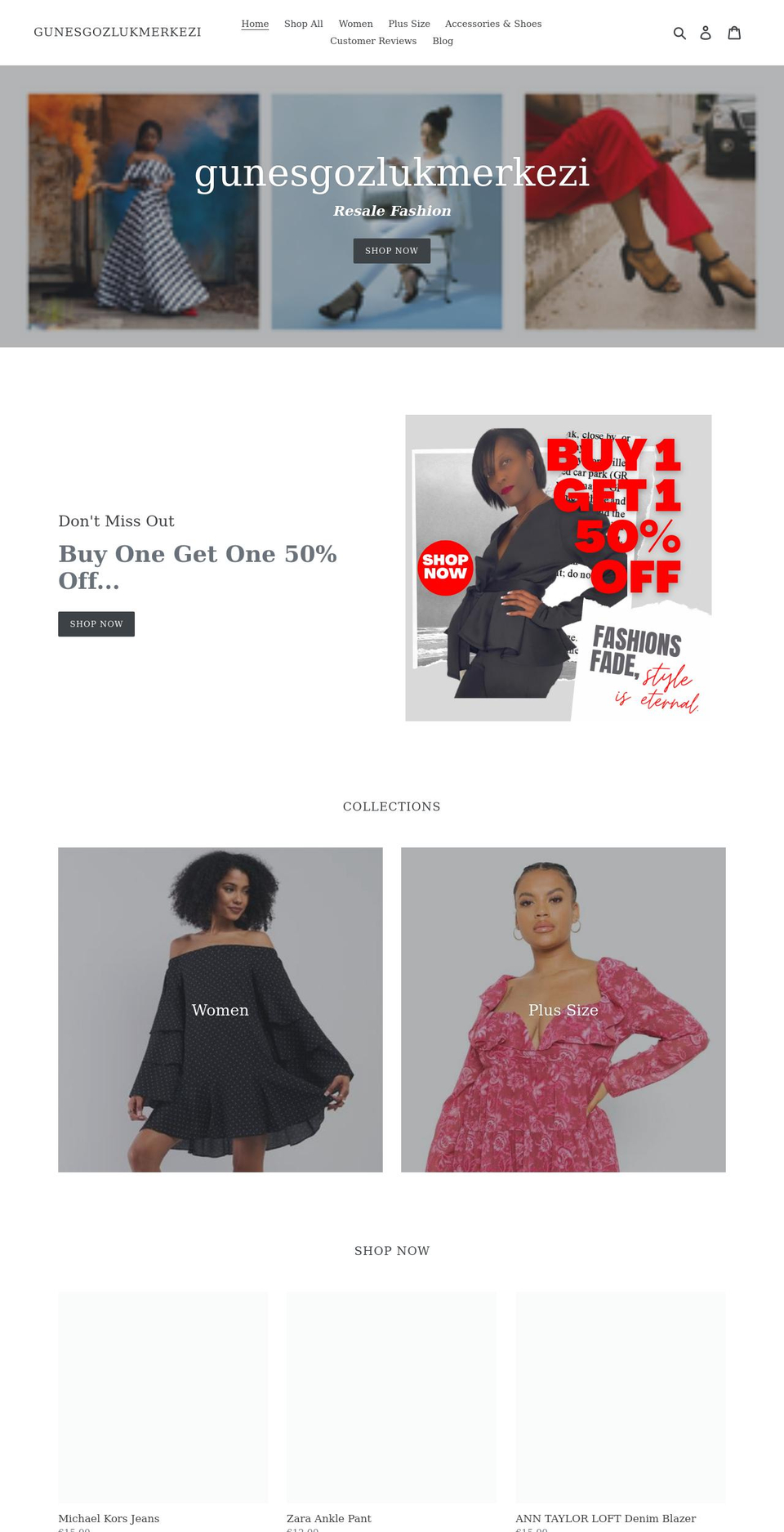 gunesgozlukmerkezi.com shopify website screenshot