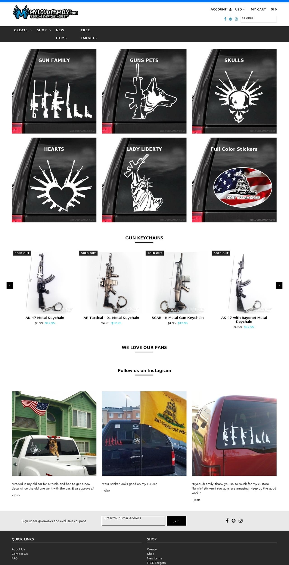 gunfamilystickers.com — Shopify storefront screenshot