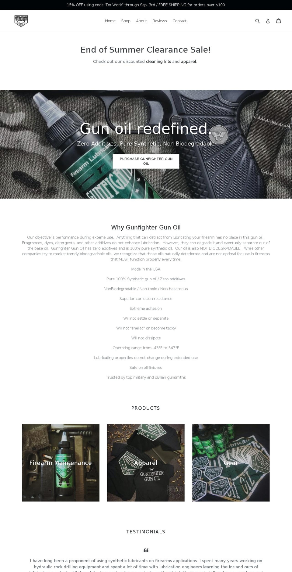 gunlubricationlogistics.com — Shopify storefront screenshot
