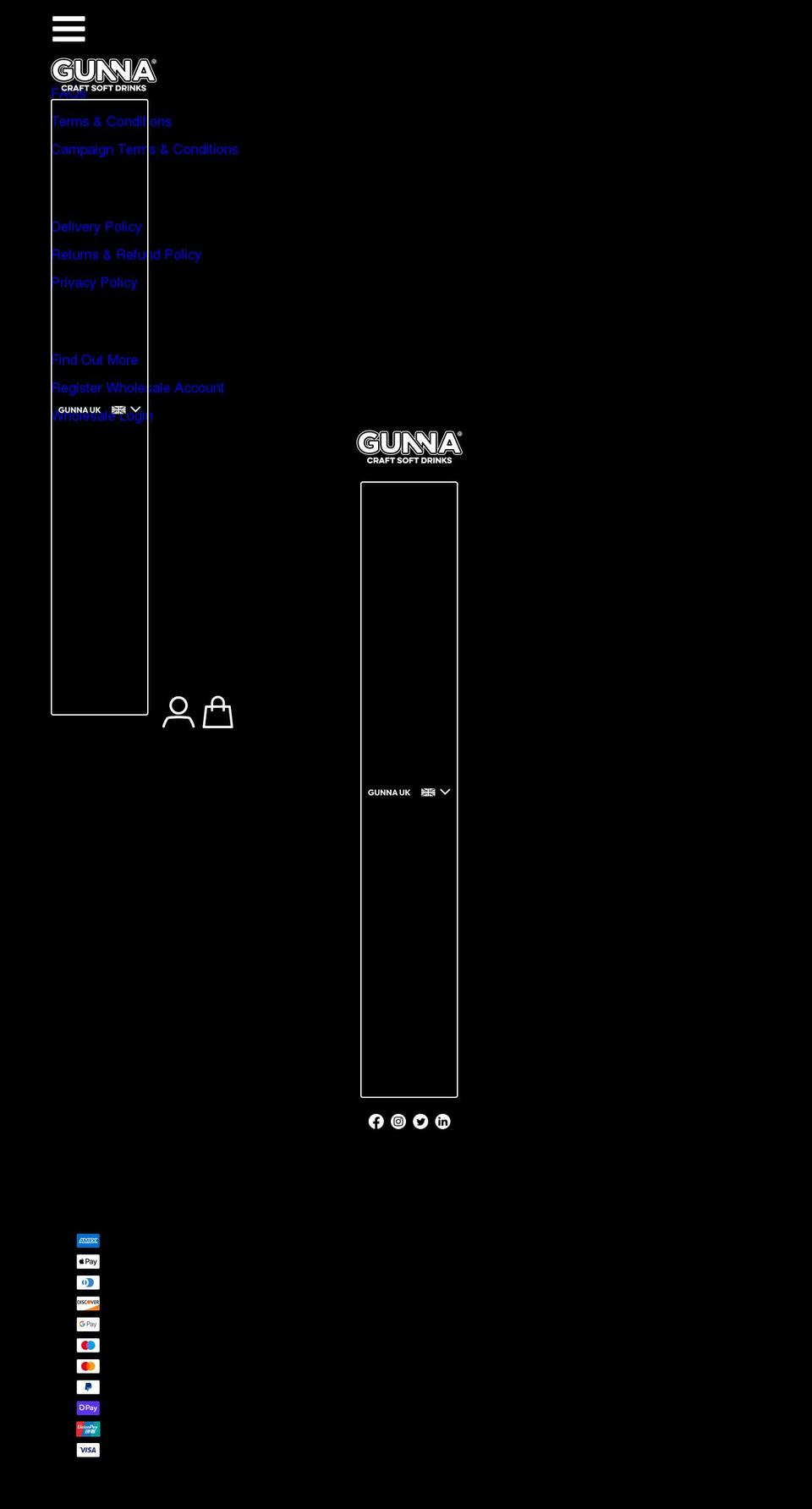 Gunna Drinks v UPS - July Shopify theme site example gunnadrinks.com