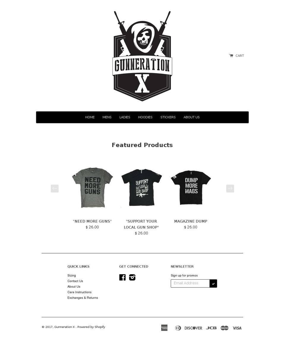 gunnerationx.com shopify website screenshot