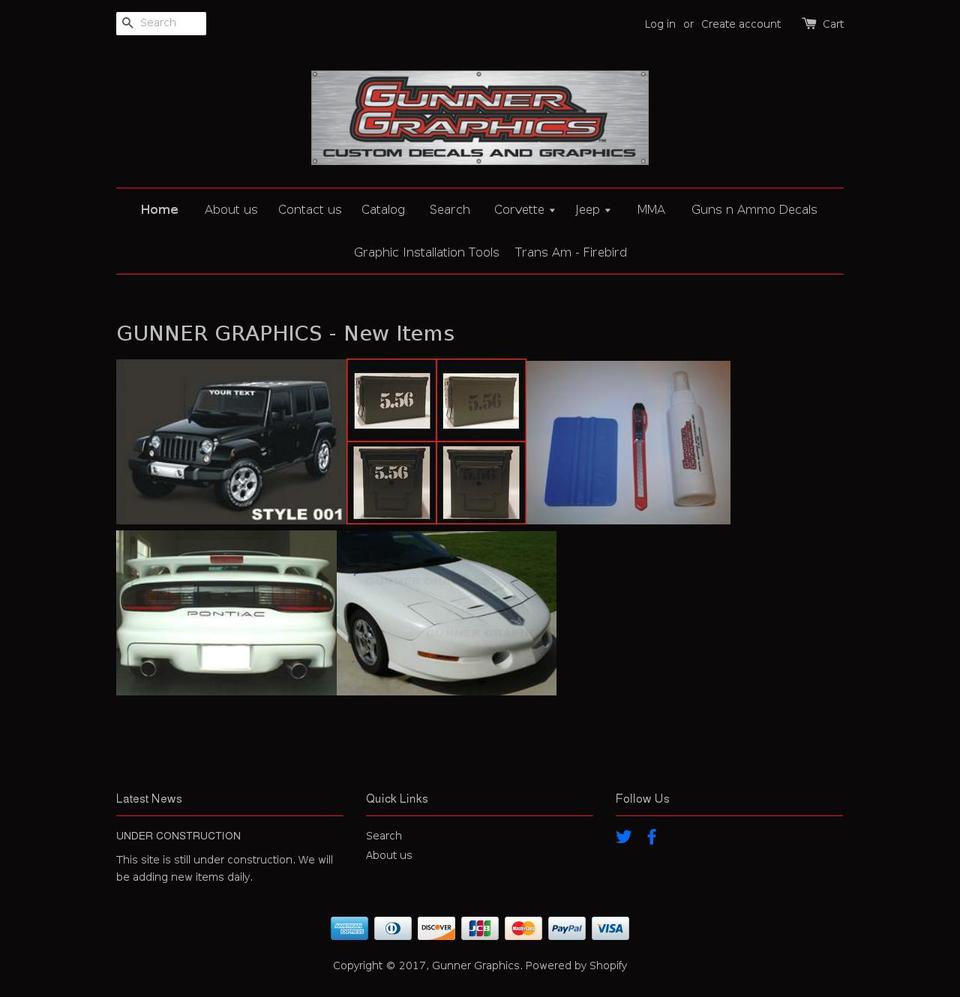 gunnergraphics.com shopify website screenshot