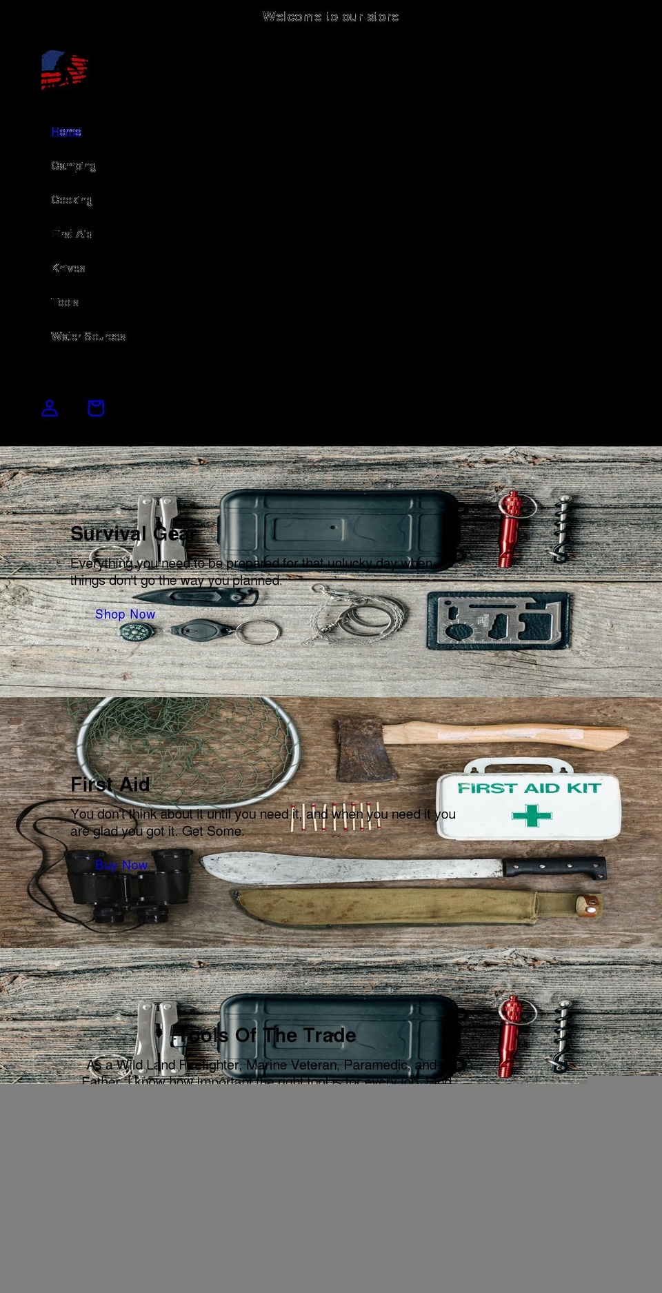 gunnersurvival.com shopify website screenshot