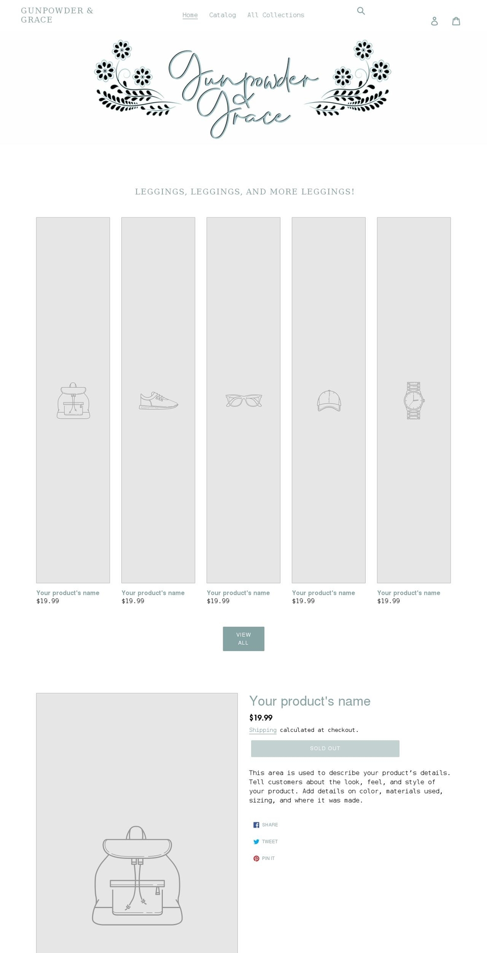 gunpowdergrace.com shopify website screenshot