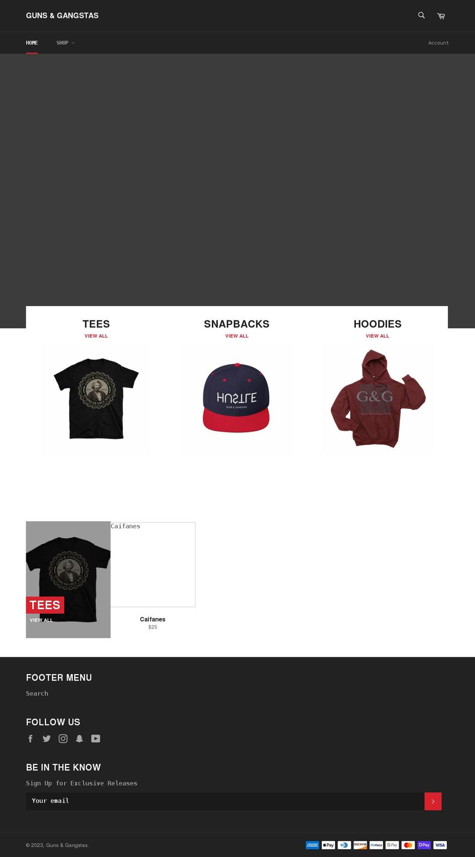 gunsandgangstas.com shopify website screenshot