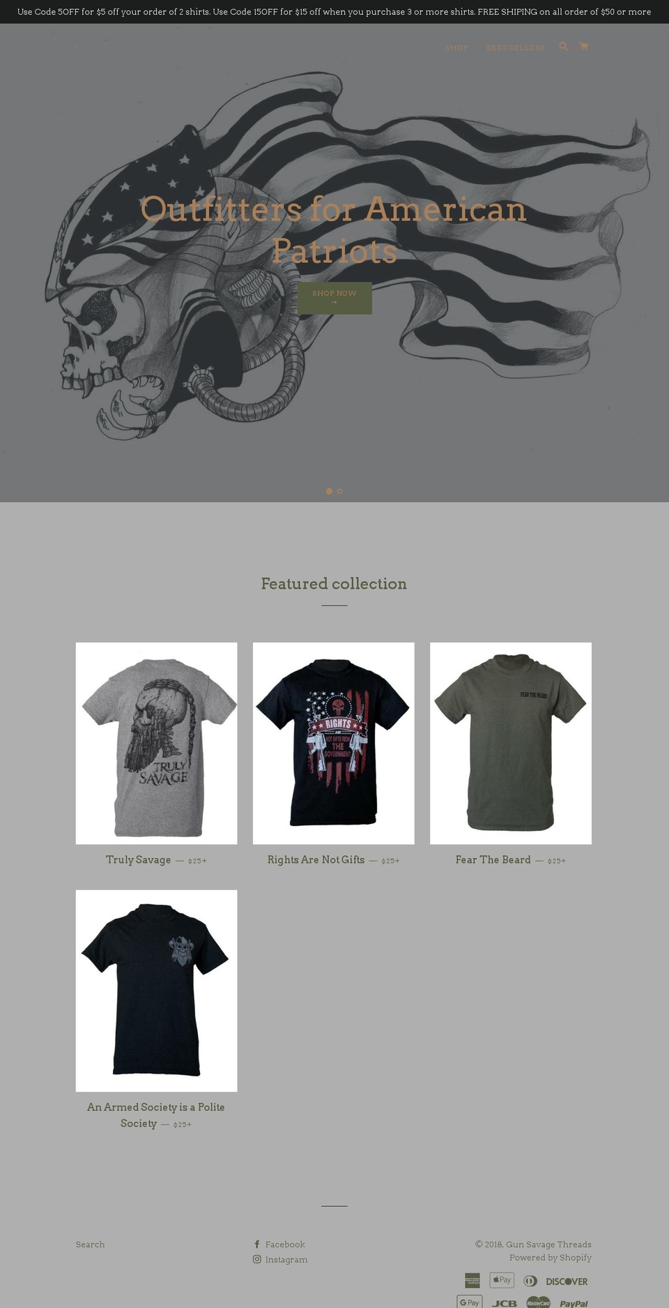 gunsavage.com — Shopify storefront screenshot