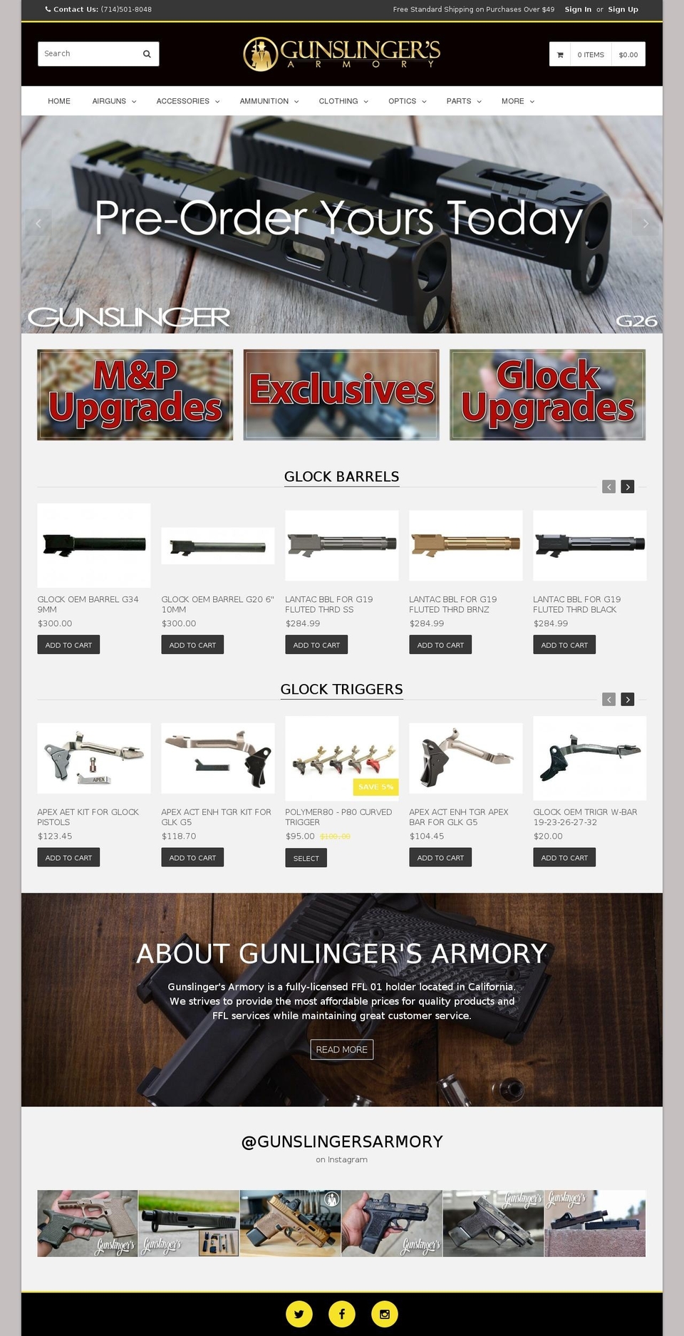 gunslingersarmory.com shopify website screenshot