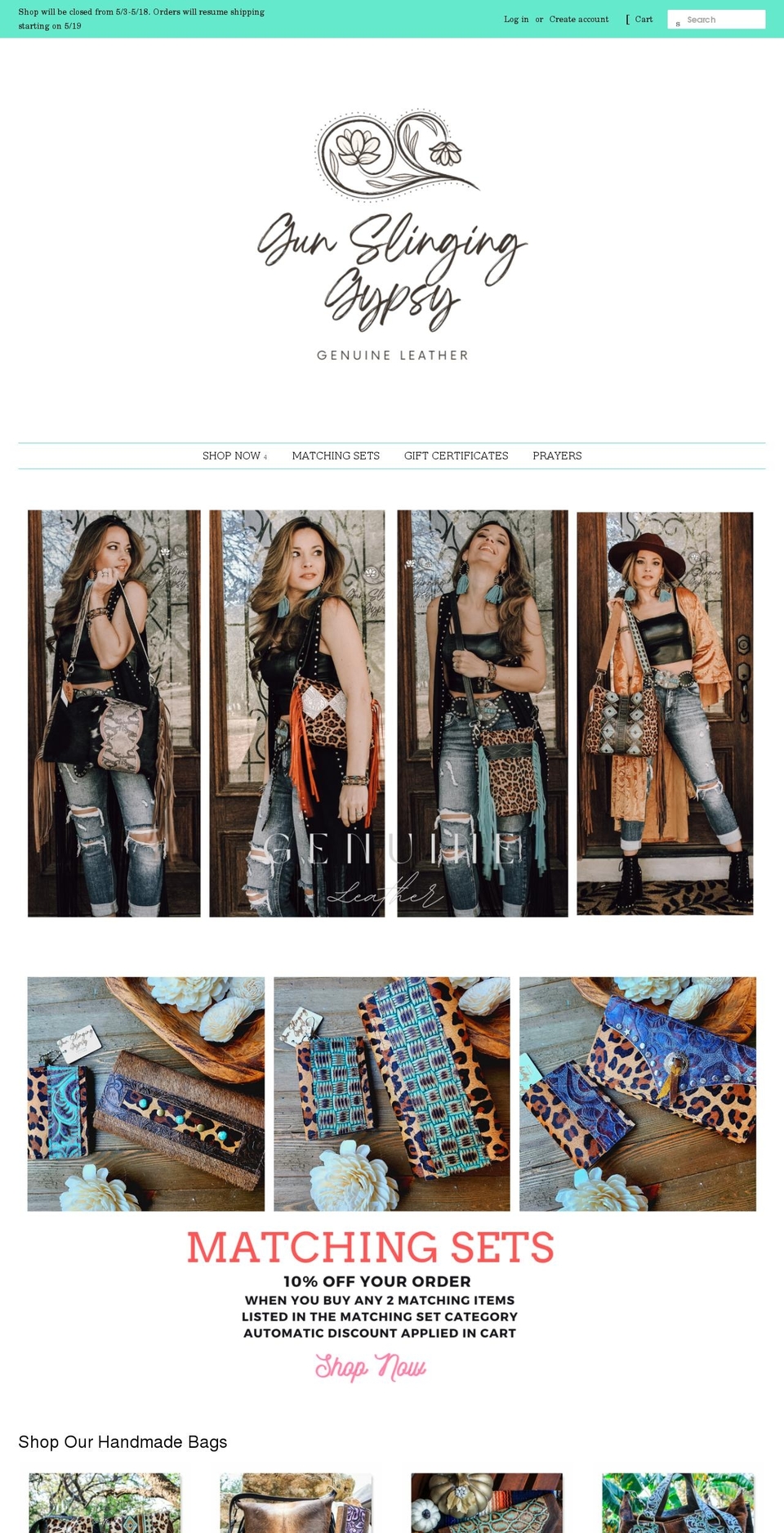 gunslinginggypsy.com — Shopify storefront screenshot