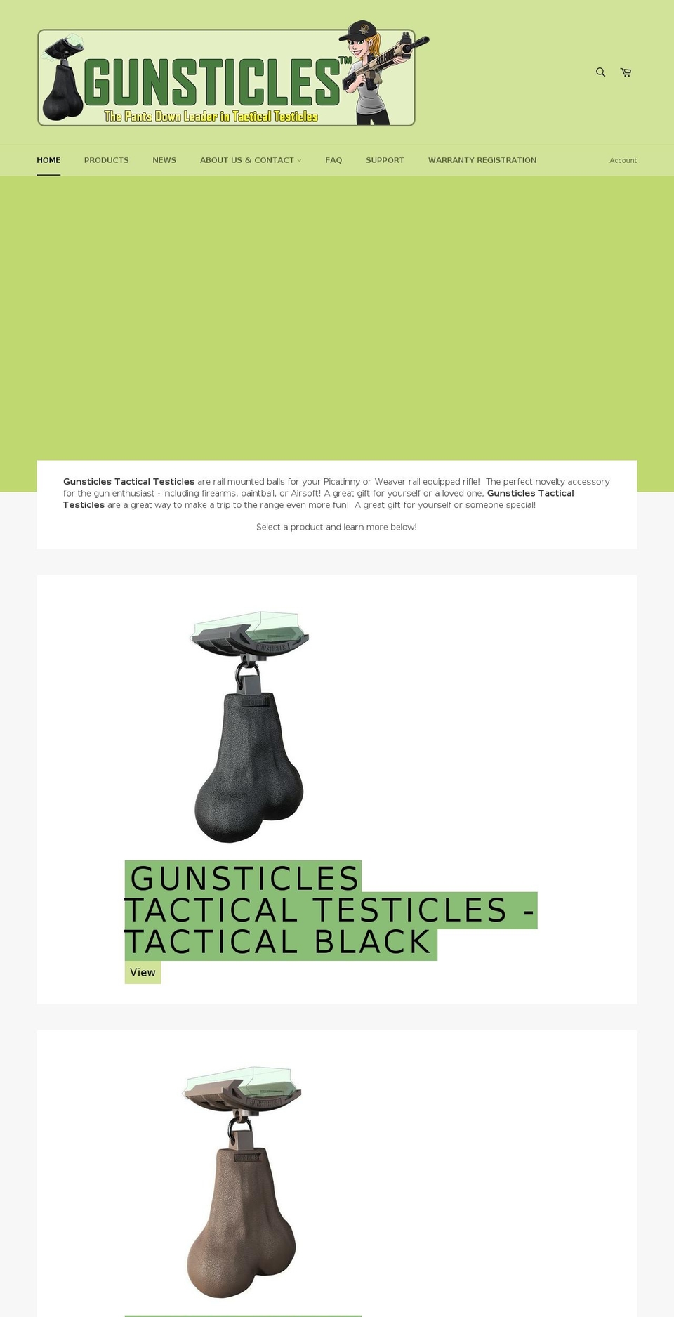 gunsticles.com — Shopify storefront screenshot