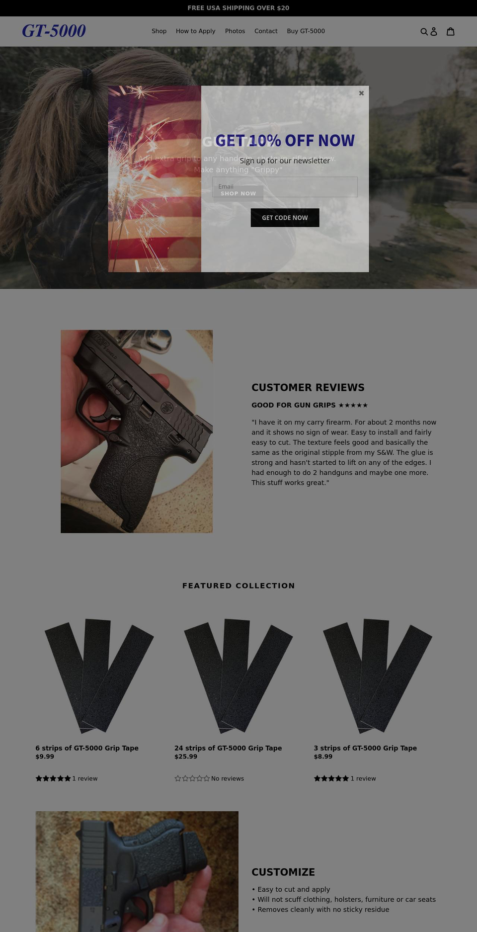 guntape.com shopify website screenshot