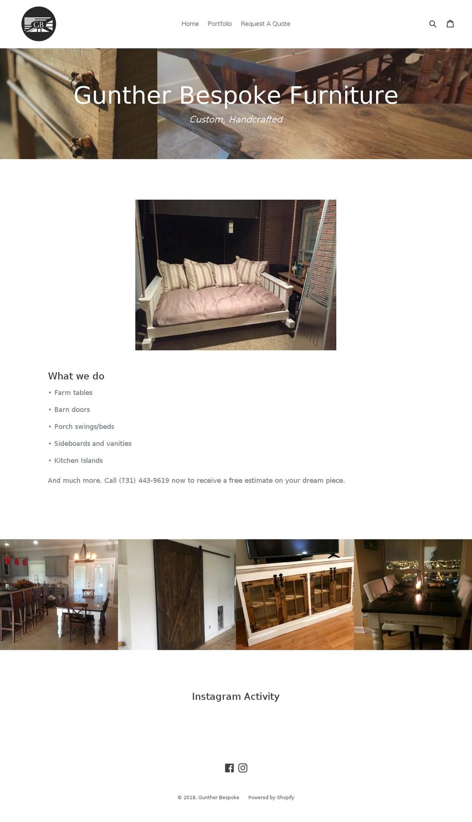guntherbespoke.com — Shopify storefront screenshot