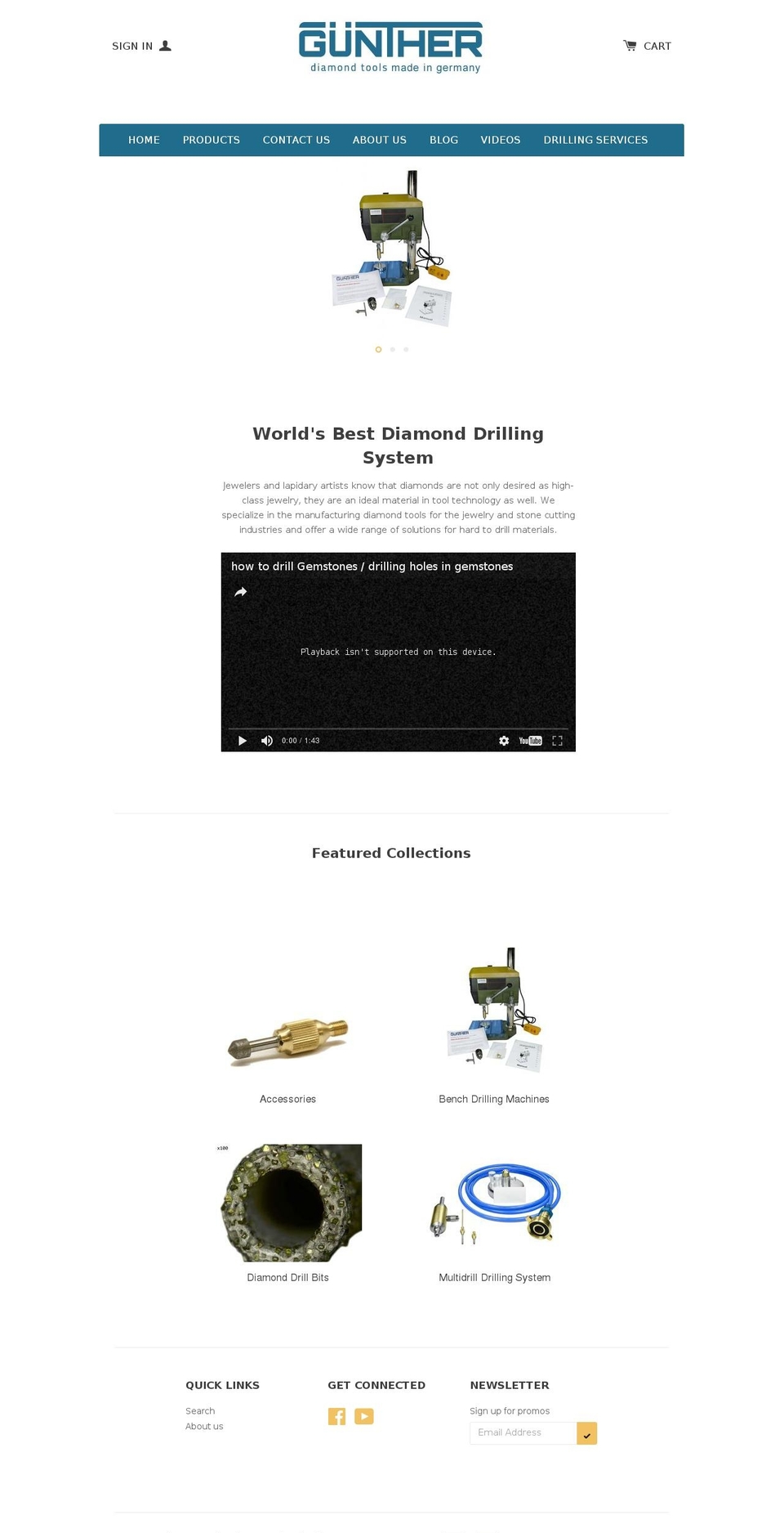 guntherdiamondtools.com shopify website screenshot