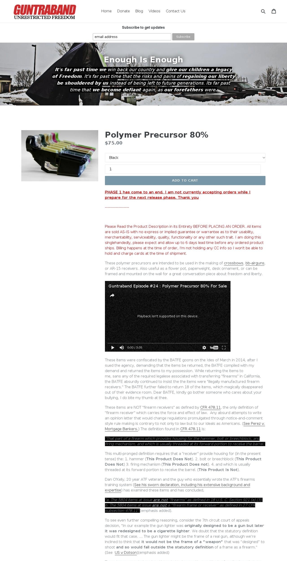 guntraband.com shopify website screenshot