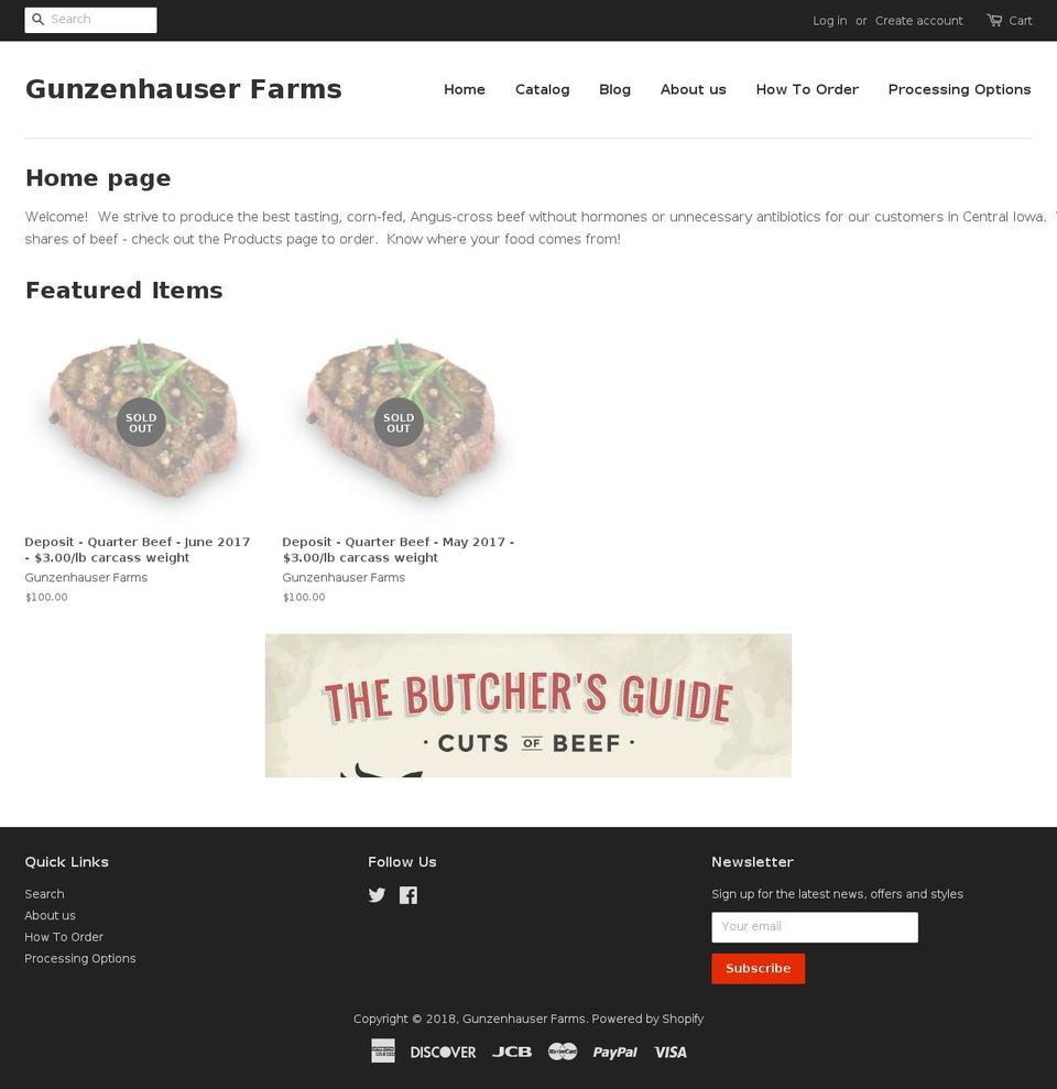 gunzenhauserfarms.com — Shopify storefront screenshot