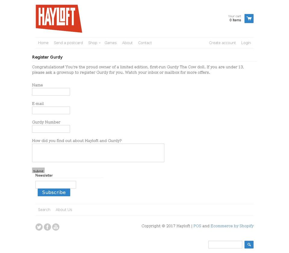 gurdythecow.com shopify website screenshot