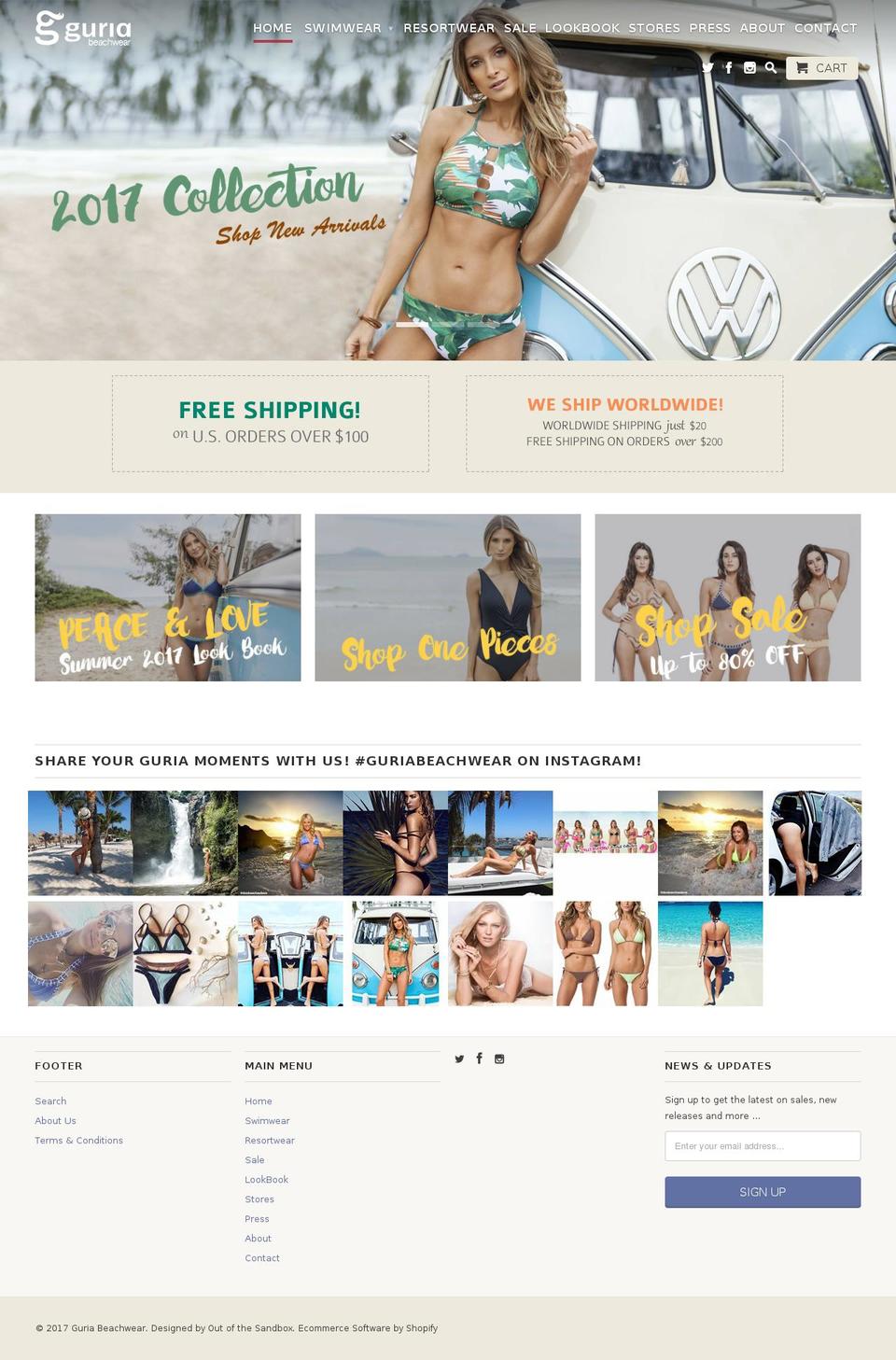 guriaswimwear.com shopify website screenshot