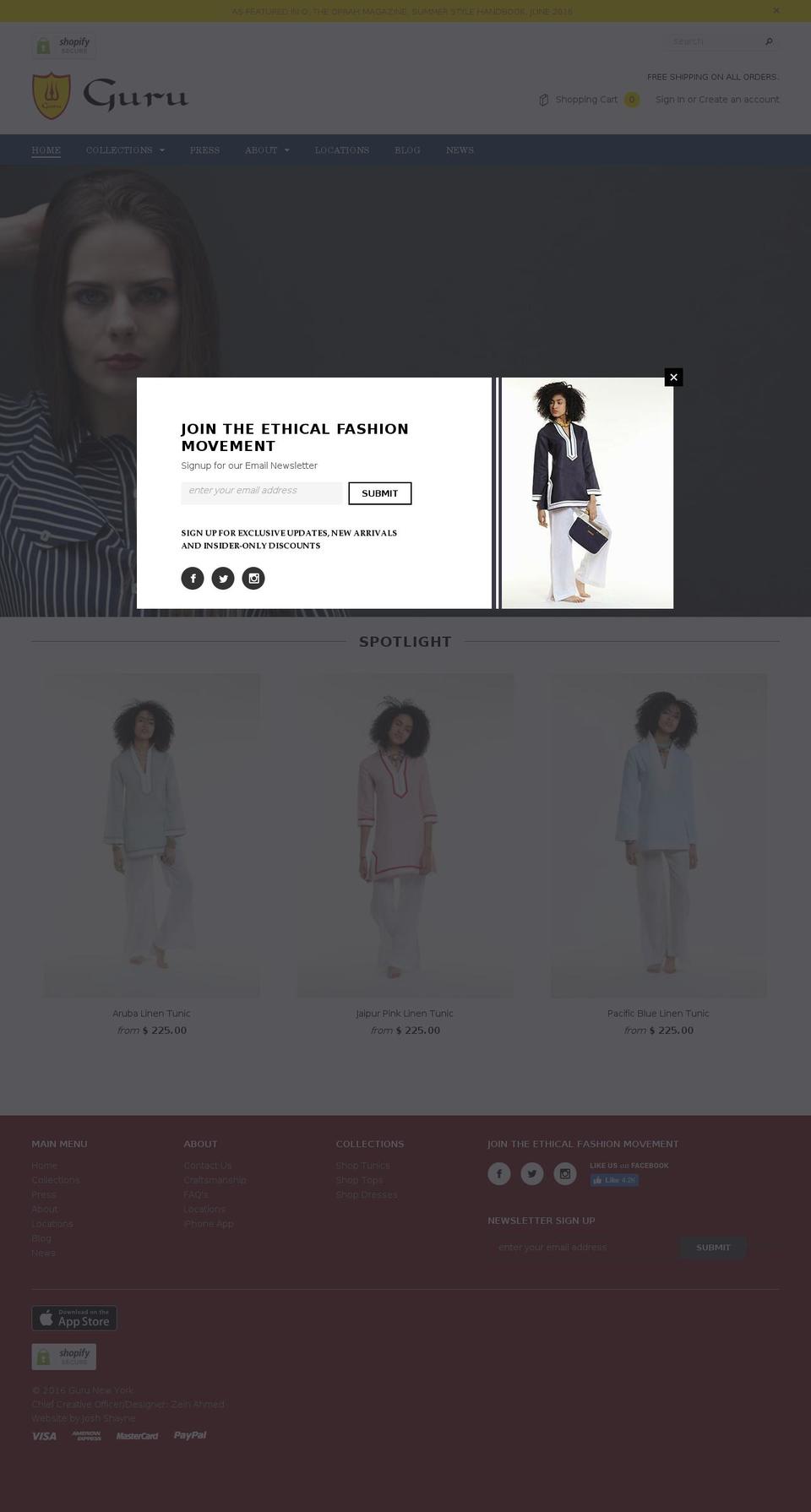 gurunewyork.com — Shopify storefront screenshot