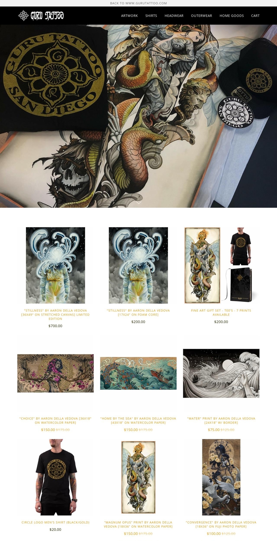 gurutattoo.shop shopify website screenshot