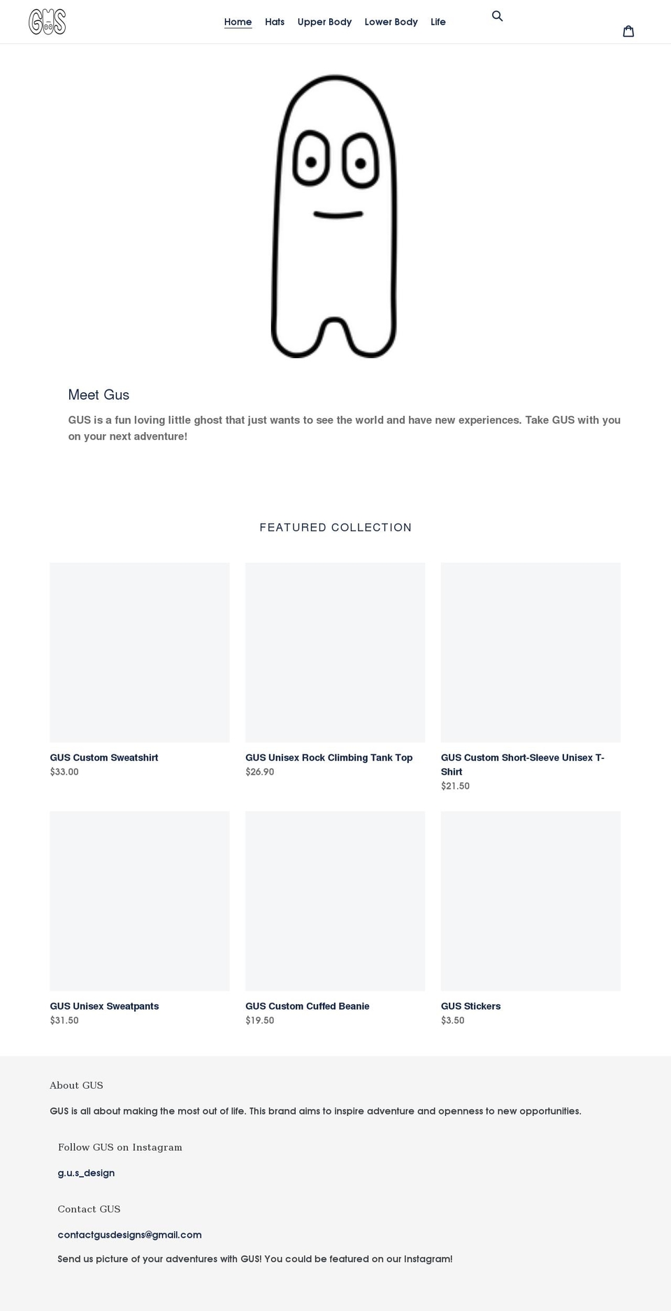 gus-designs.com shopify website screenshot