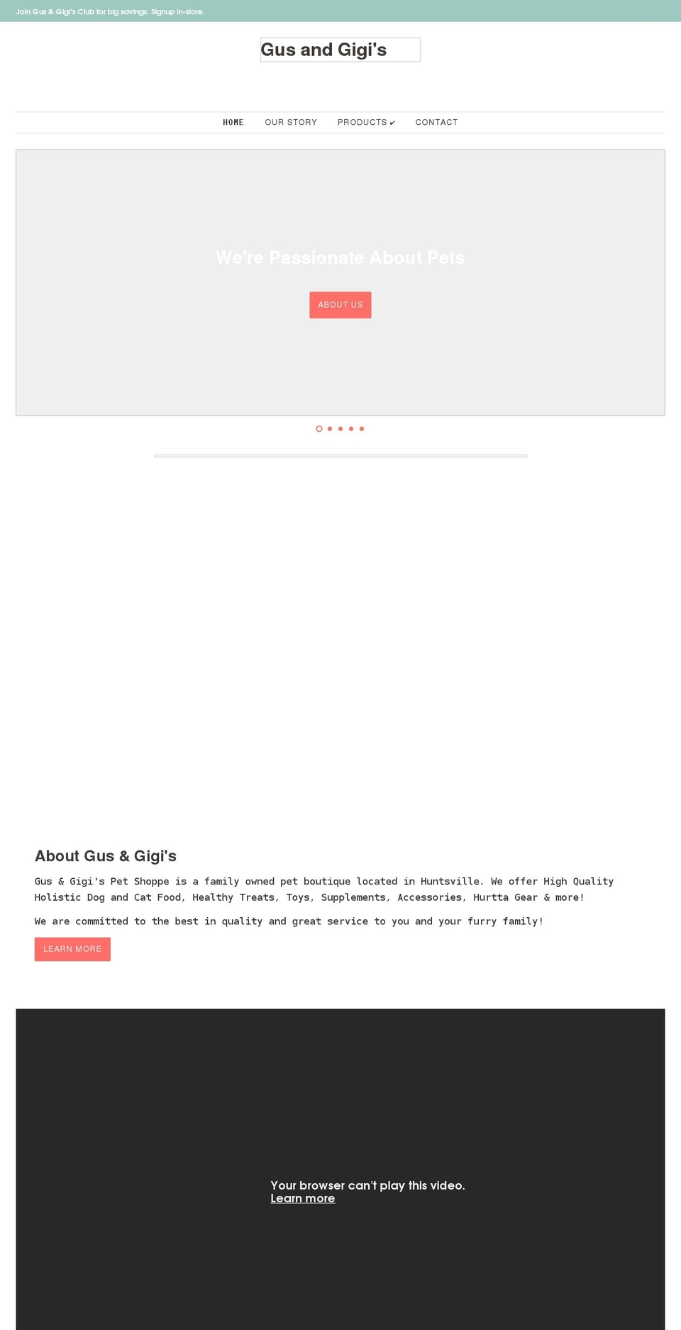 gusandgigis.com shopify website screenshot