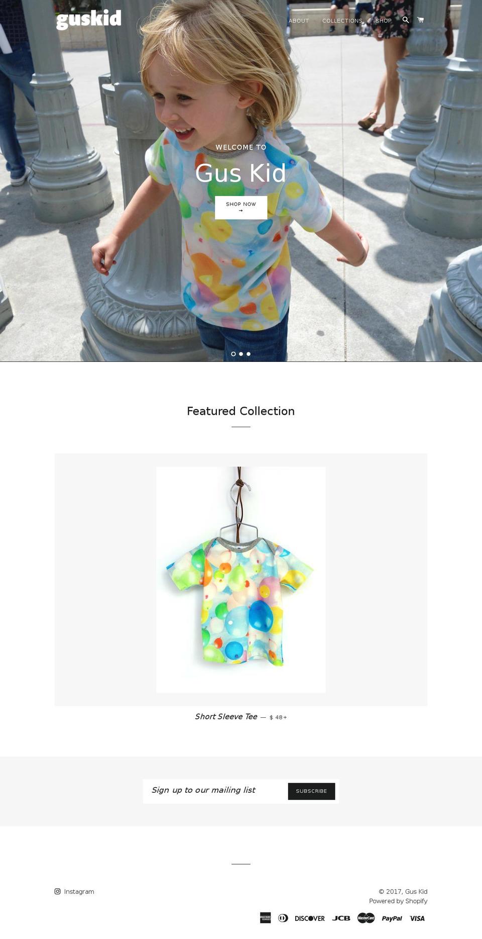 guskids.com shopify website screenshot