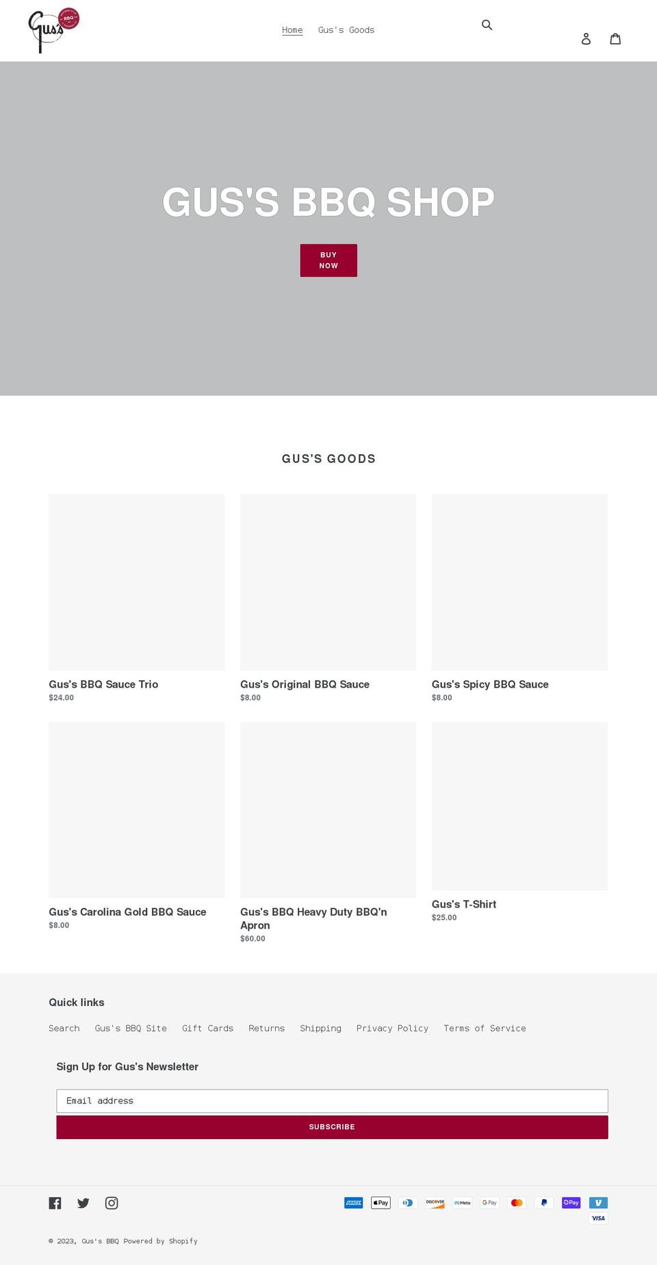 gussbbqshop.com shopify website screenshot
