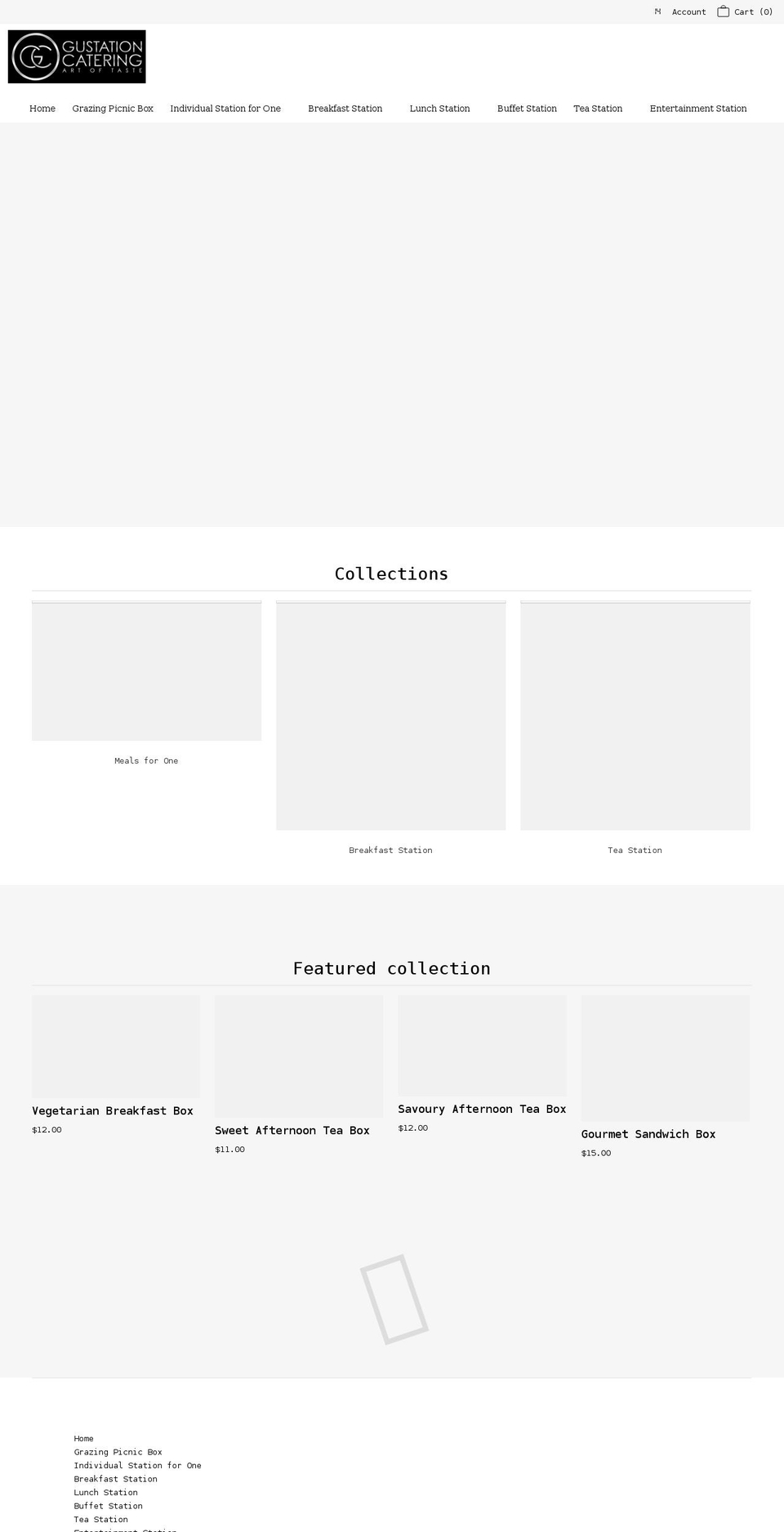 gustationcatering.com.au shopify website screenshot
