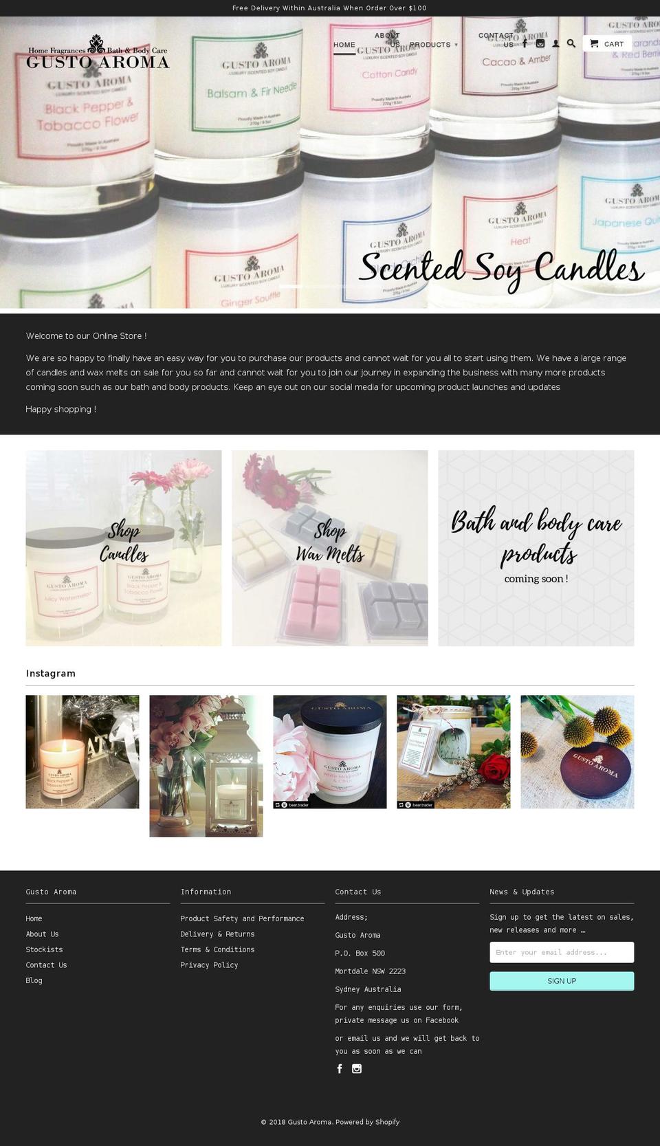 gustoaroma.com.au shopify website screenshot