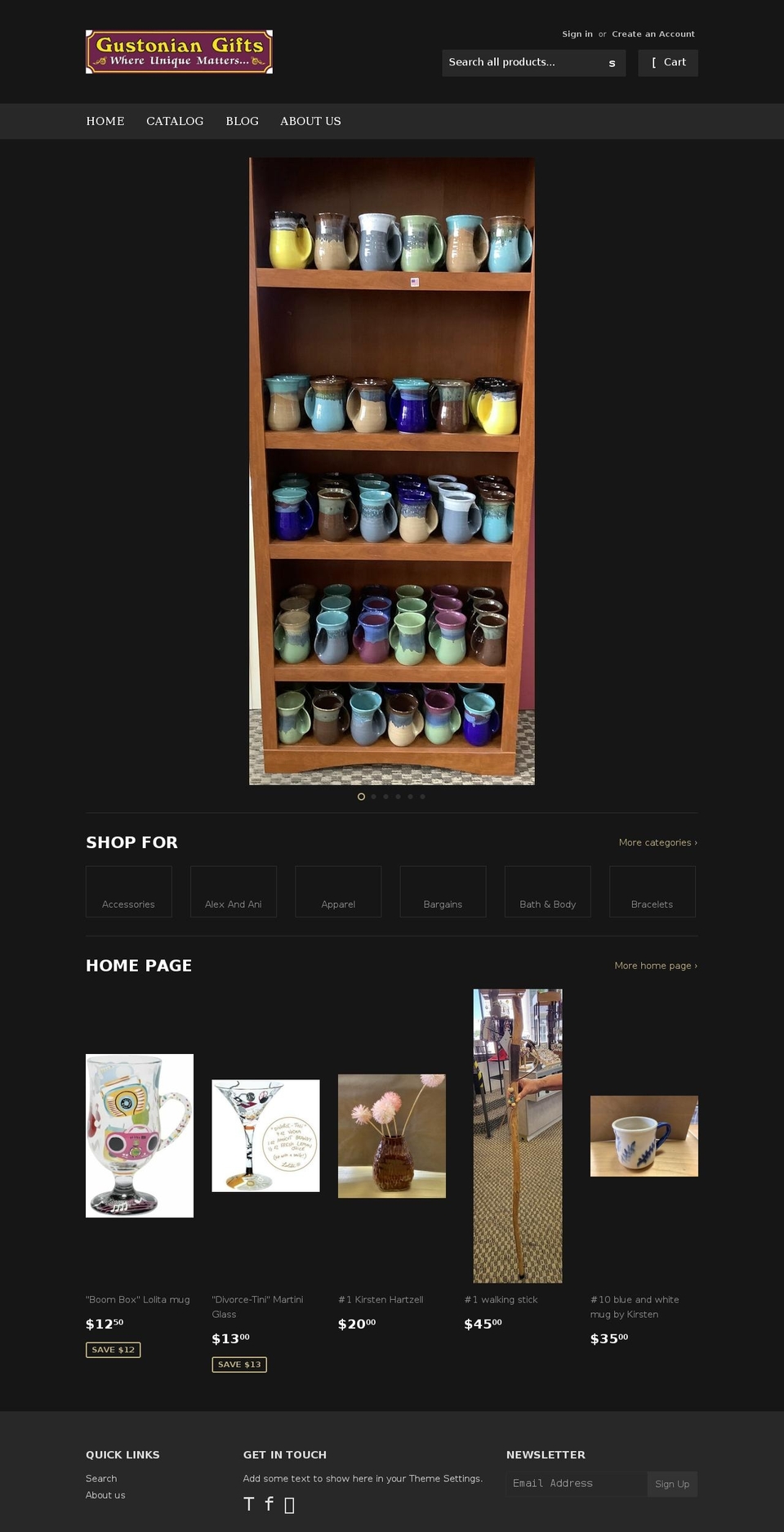 gustoniangifts.com shopify website screenshot