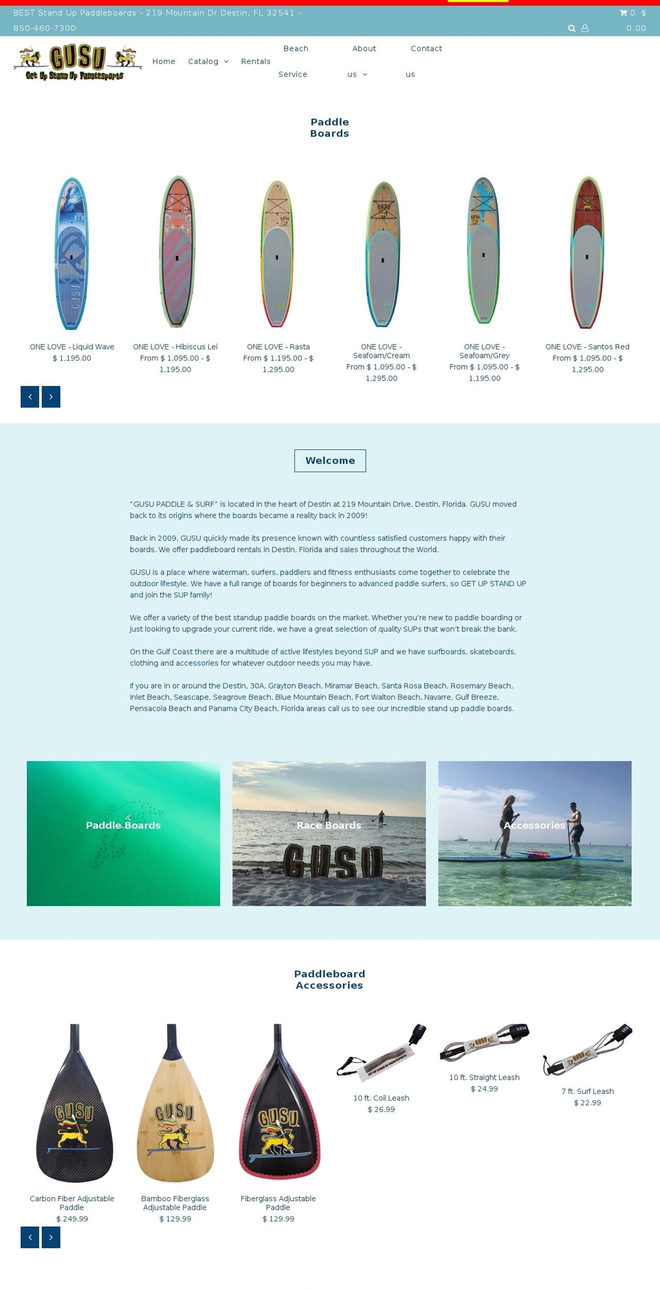 gusupaddleboards.com shopify website screenshot