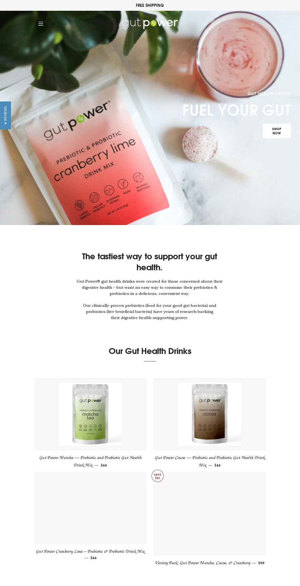 gutpowerdrinks.com shopify website screenshot
