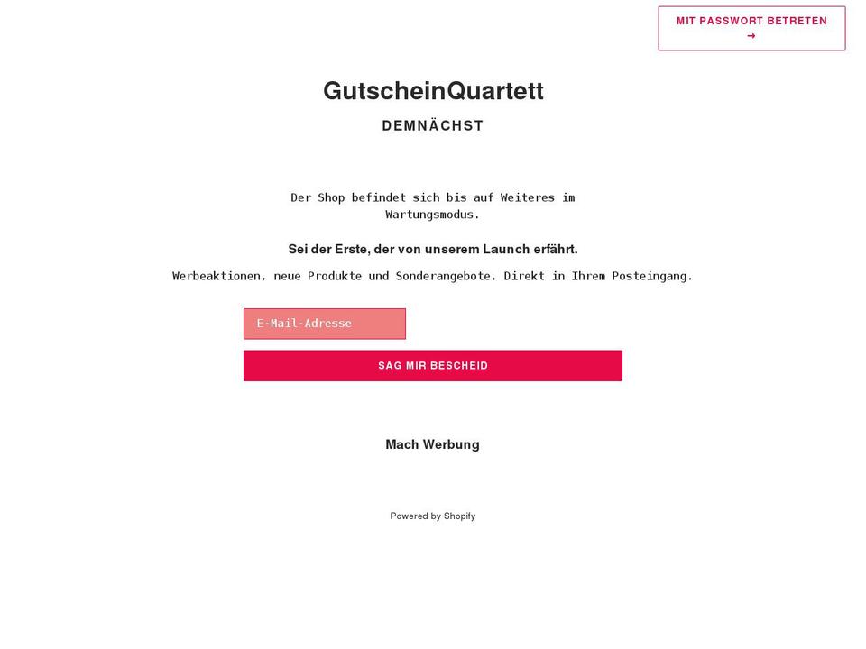 gutscheinquartett.de shopify website screenshot