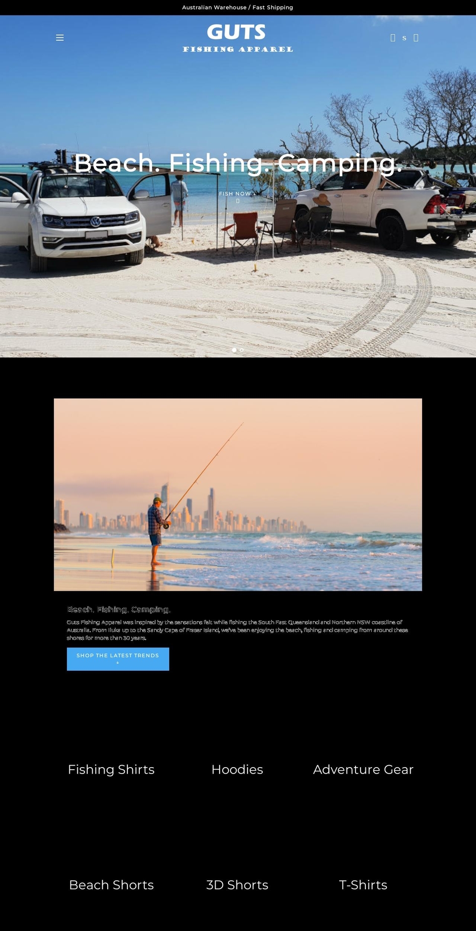 gutsfishingapparel.com.au shopify website screenshot
