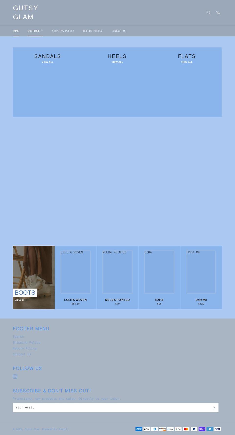 gutsy-glam.com shopify website screenshot