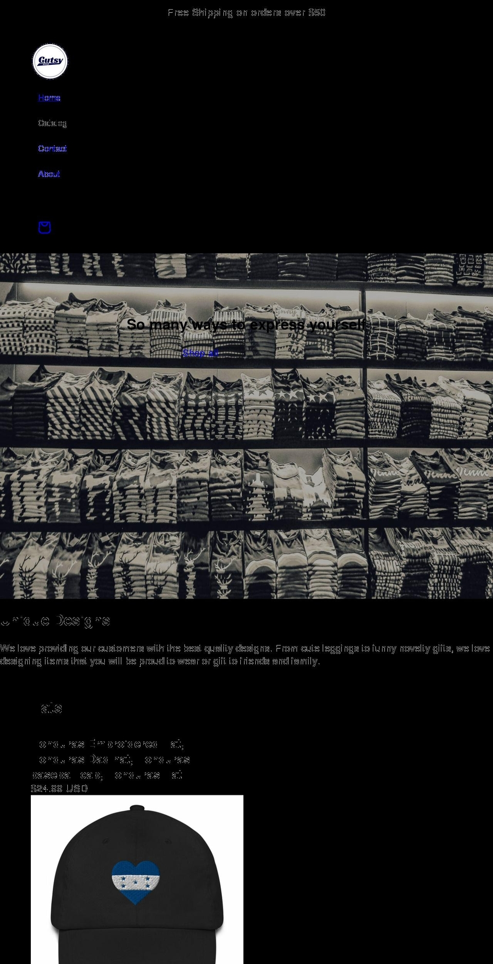 gutsyshop.com shopify website screenshot