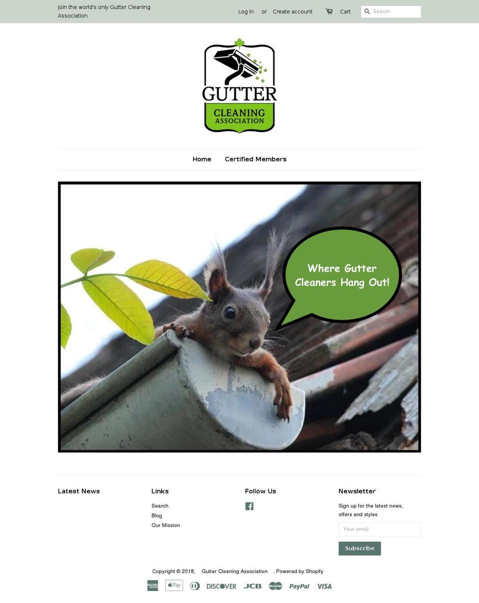 guttercleaningassociation.com — Shopify storefront screenshot