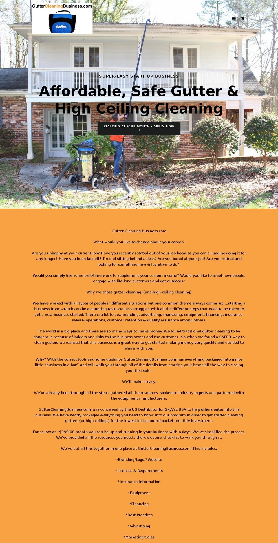 guttercleaningbusiness.com shopify website screenshot