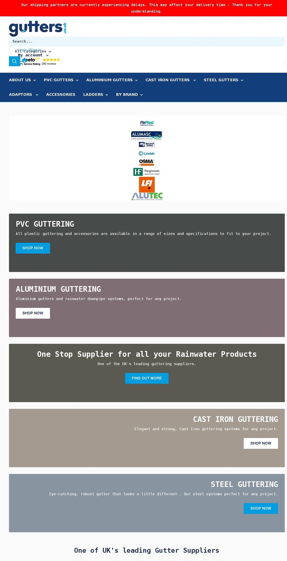 gutters.co.uk shopify website screenshot
