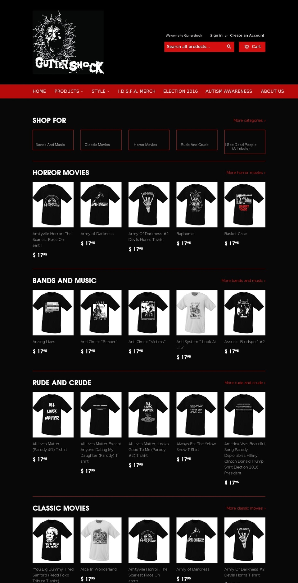 guttershock.com shopify website screenshot