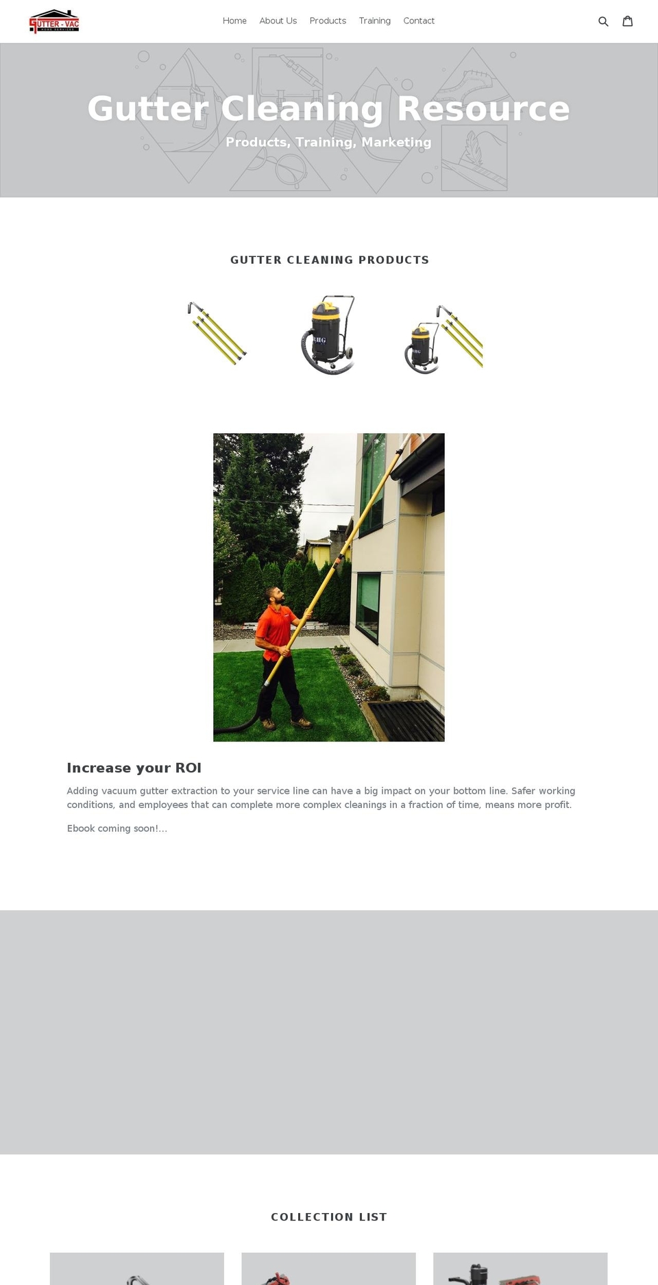 guttervac.net shopify website screenshot