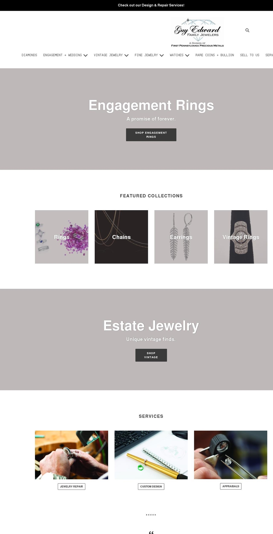 guyedwardjewelers.com shopify website screenshot