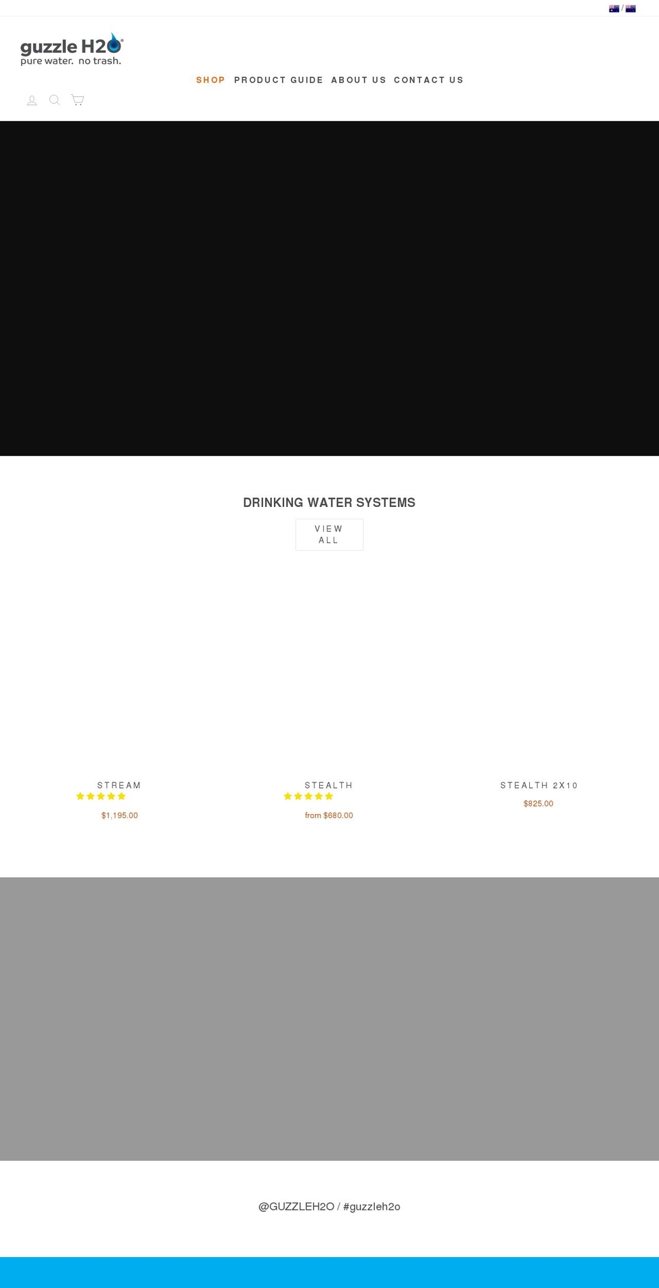 guzzleh2o.com shopify website screenshot