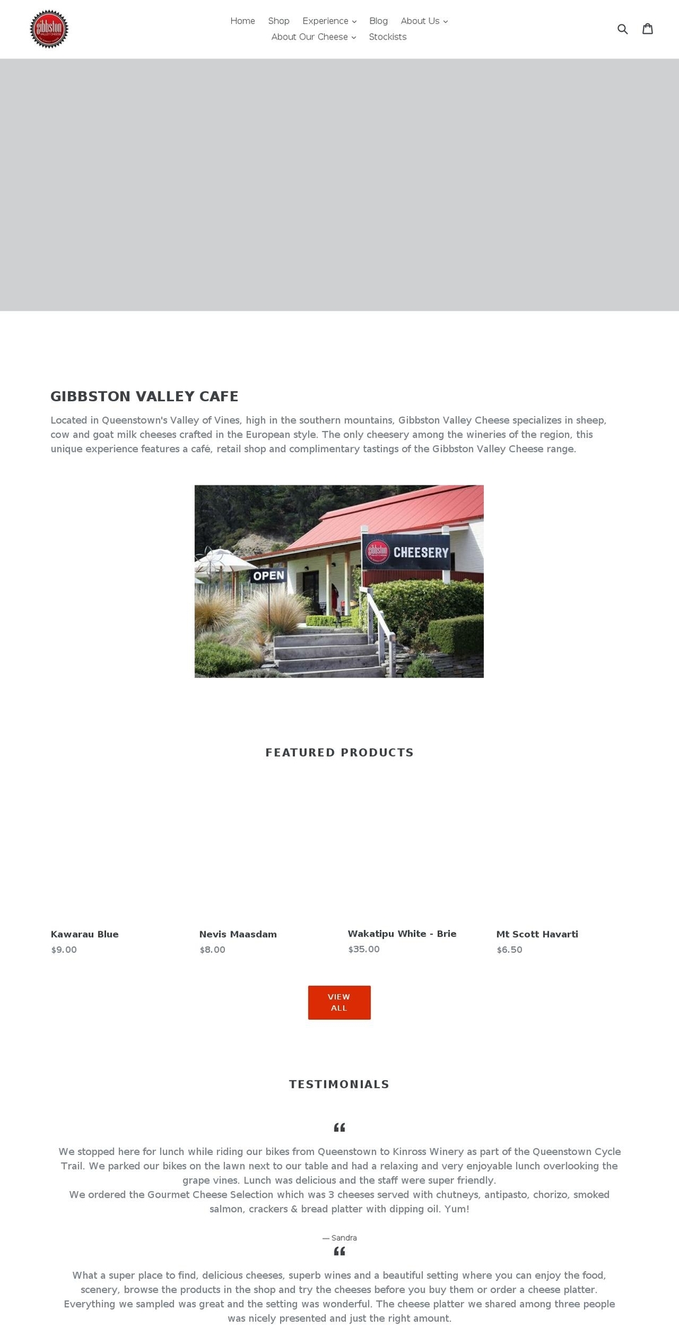 gvcheese.co.nz shopify website screenshot