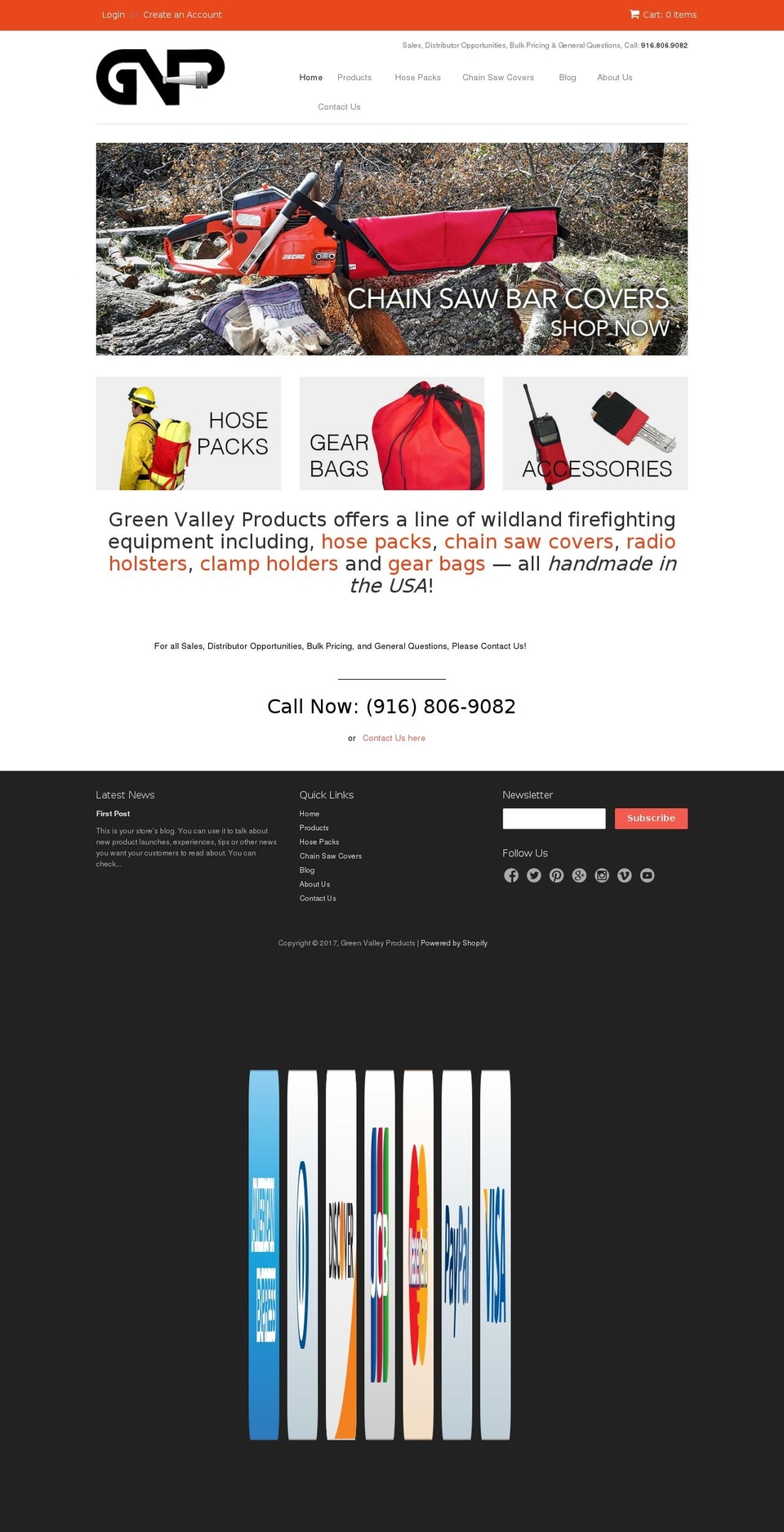 gvfireproducts.com shopify website screenshot