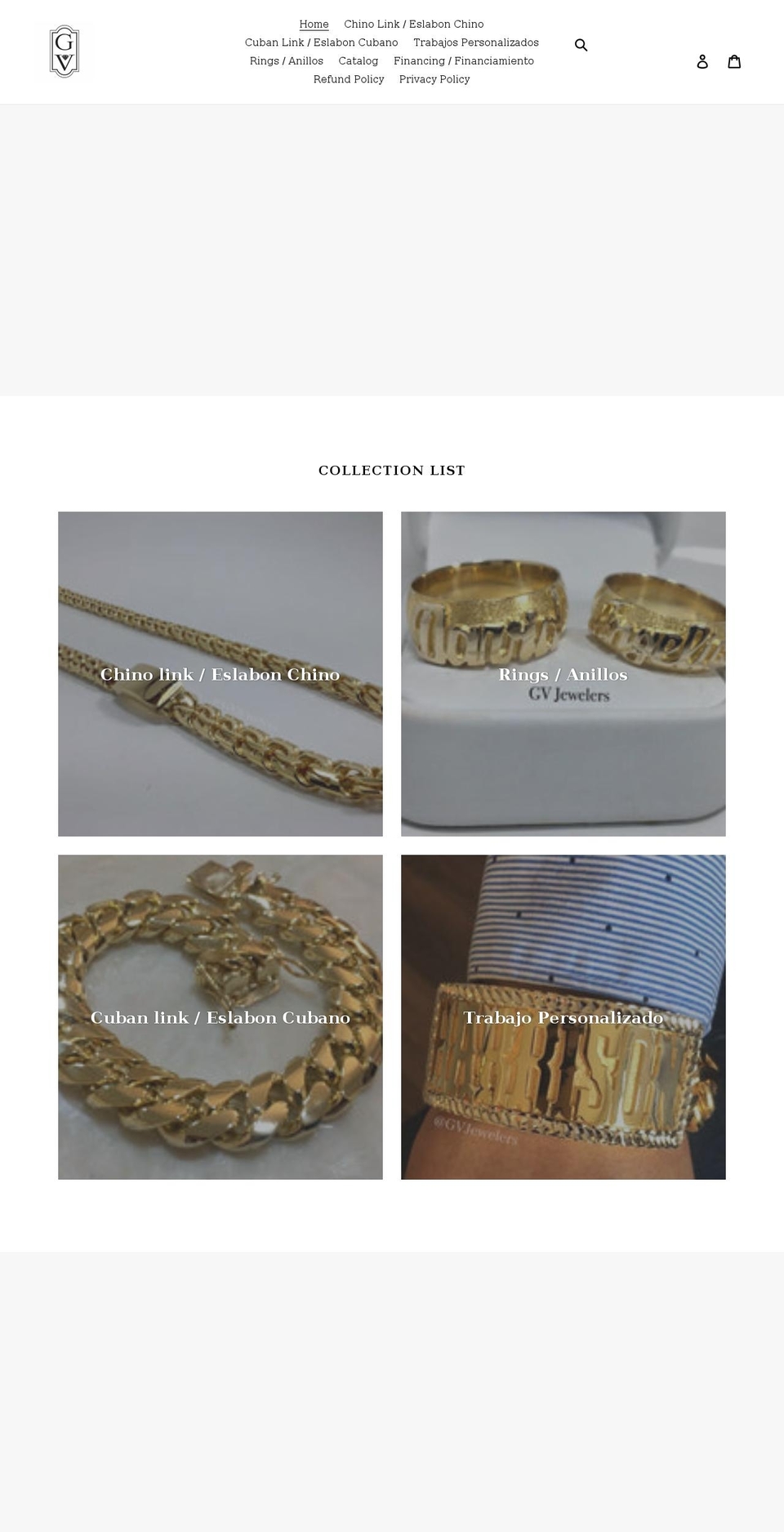 gvjewelersstore.com shopify website screenshot