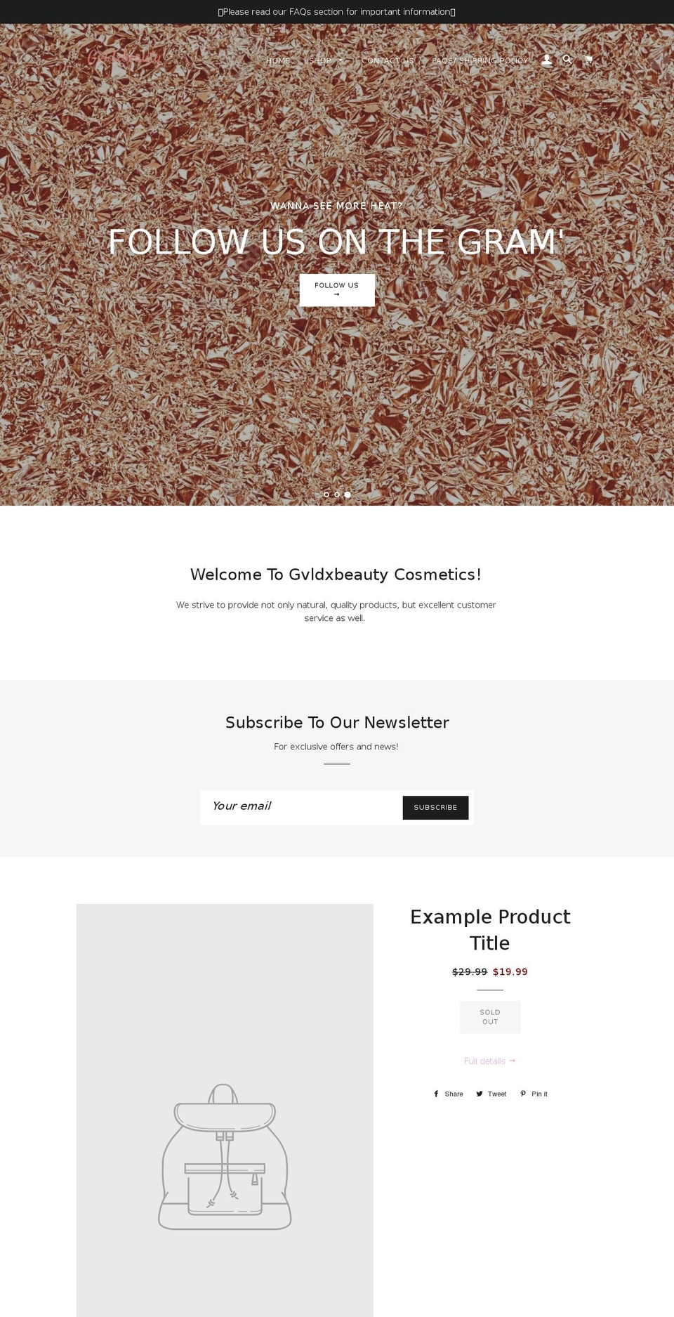 gvldxbeautycosmetics.com — Shopify storefront screenshot