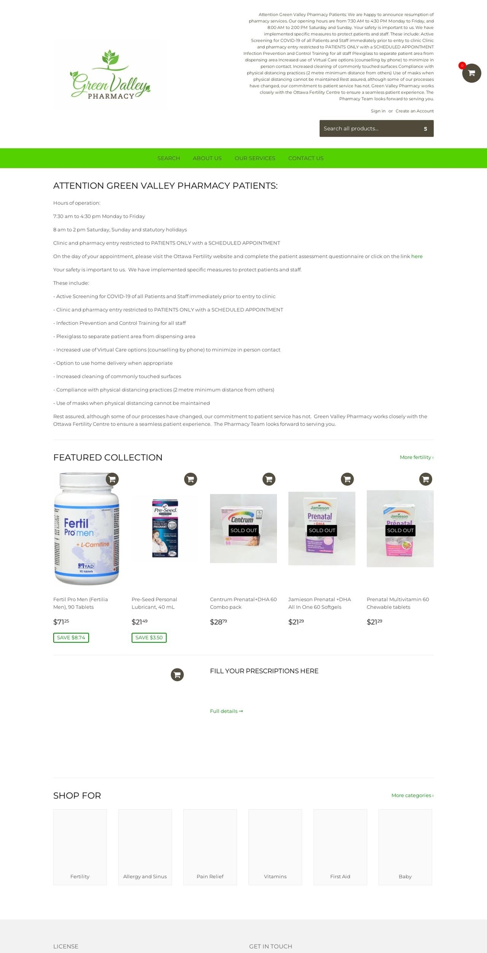gvpharmacy.com shopify website screenshot